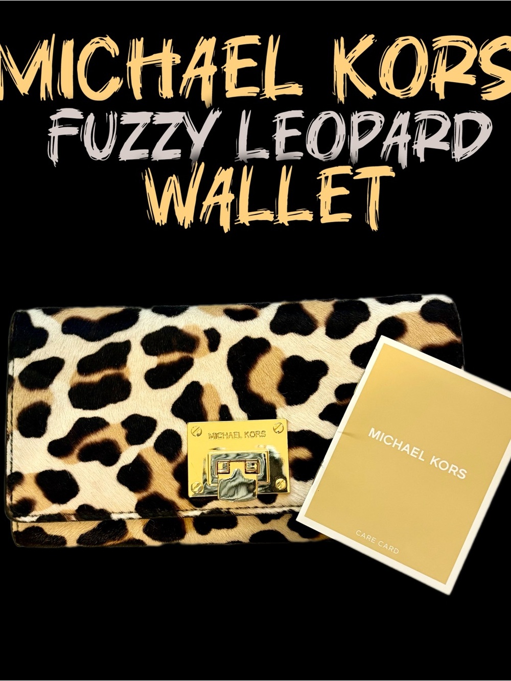 Michael Kors Gold-Tone Hardware on Fuzzy Leopard Print Wallet